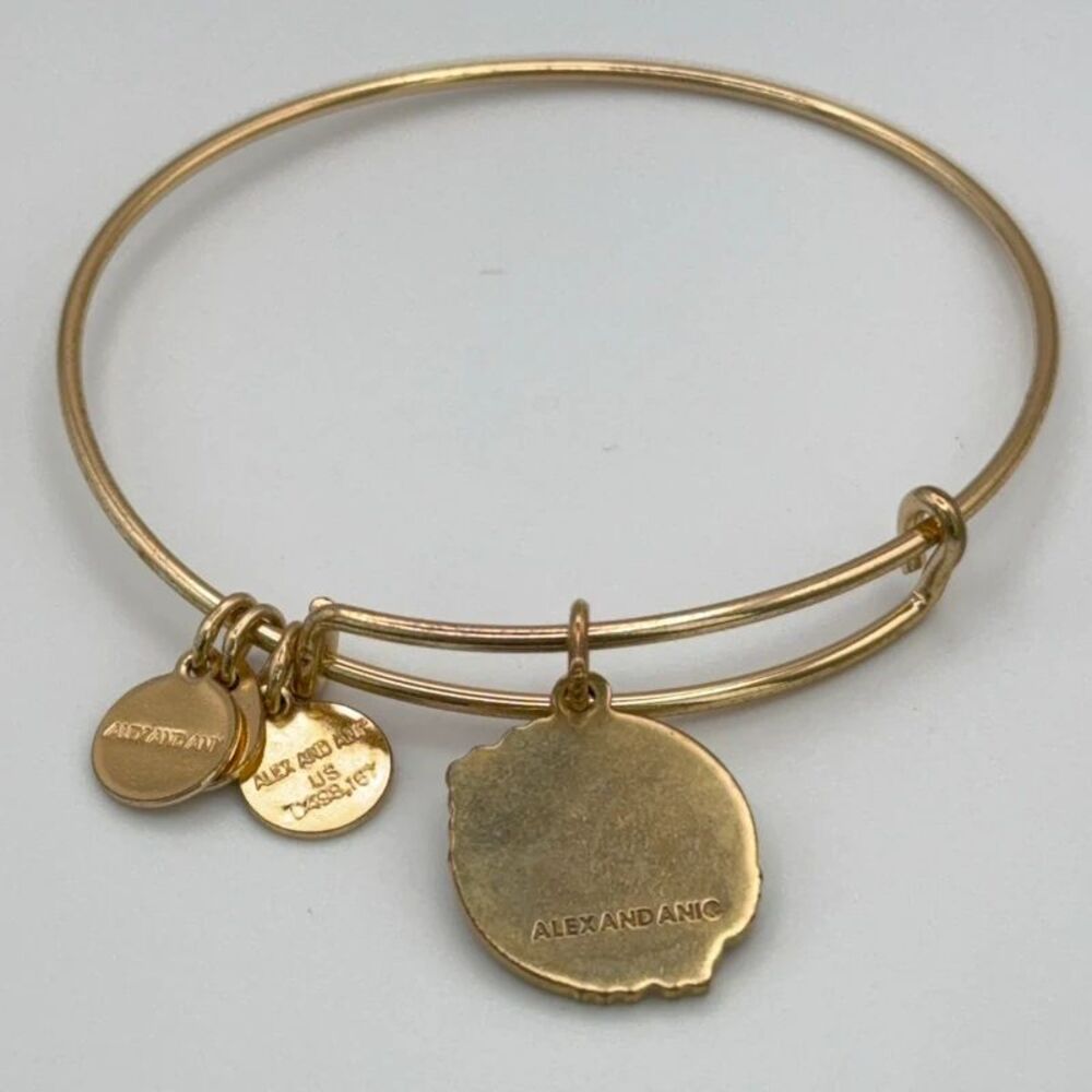 Alex and Ani Mother of the Bride Expandable Charm Bangle Bracelet - Gold Tone - Picture 6 of 7